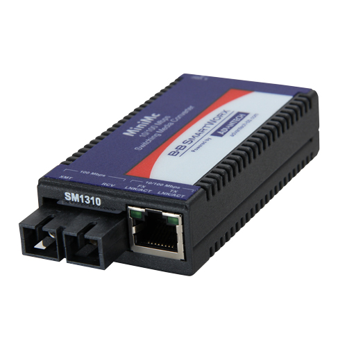 Miniature Media Converter, 100Base-TX/FX, Single-mode 1310nm, 40km, SC type, w/ AC adapter  (also known as MiniMc 855-10625)